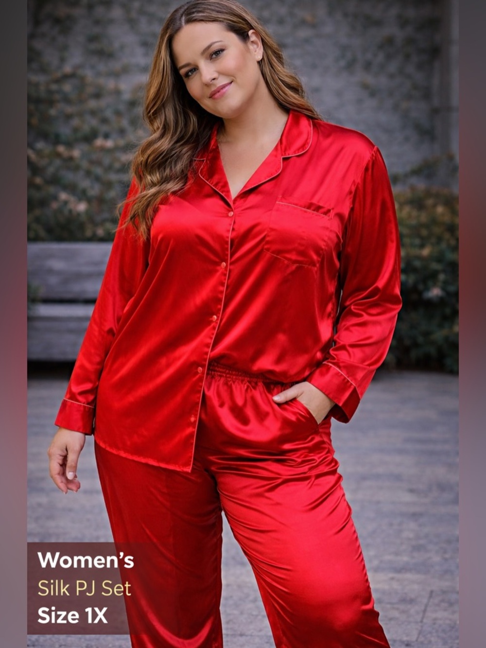 Silk Pajama Set - Red Women's Two-Piece Sleepwear